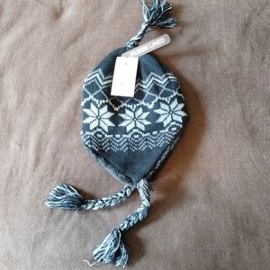 Men's Grand Sierra Knit Winter Hat, Fair Isle Peruvian Style, Faux Fur Lined NWT